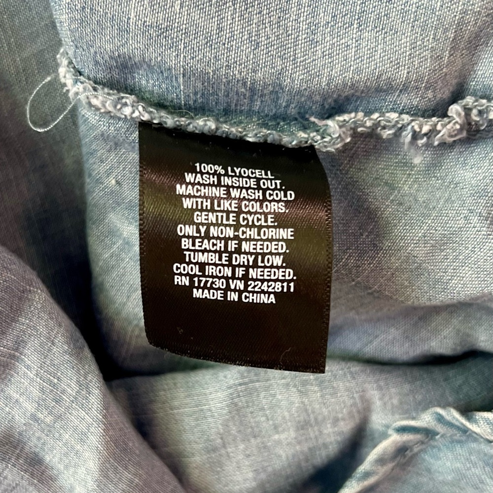 MOSSIMO | Chambray High Tie Neck, High Low Sun Dress (M) - Picture 5 of 12